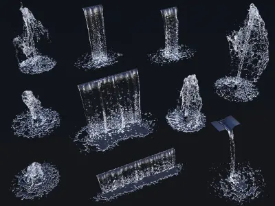 Animated water elements 3D model