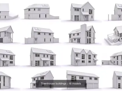 Townhouse buildings 3D Model Pack
