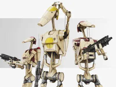 Star Wars Battle Droid Rigged Low-poly 3D model