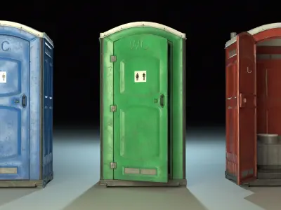 Public Portable Toilet 02 PBR Game Ready Low-poly 3D model