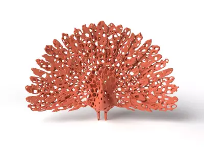 Peafowl Voronoi Low-poly 3D model