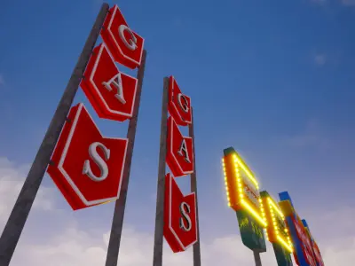 Retro Billboards-Signs Pack Low-poly 3D model
