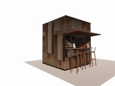 industrial coffee shop 3D model