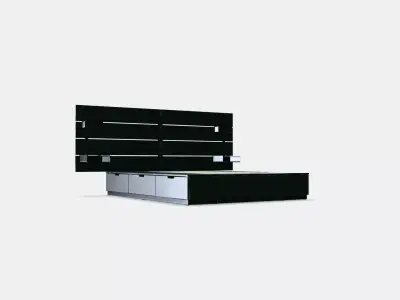 NORDLI Bed frame with container headrest Low-poly 3D model