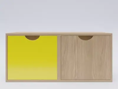 Cabinet storage unit with two drawers and door 3D model