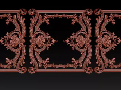 Ornamental Relief CNC Model for Wooden Doors and Wall Panels 2B 3D print model