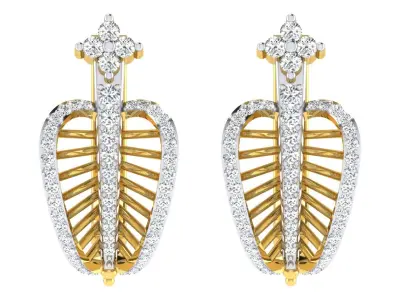 Light Weight Yellow Gold Diamond Earring  -EZ BI-14 3D print model