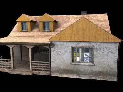 house with porch Low-poly 3D model purchase