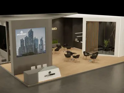 Exhibition booth design 3D model 14m x 11m  3D model