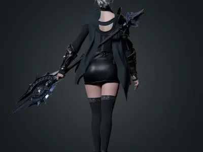 Bishop - Game Ready female character in armor and holding sword Low-poly 3D model