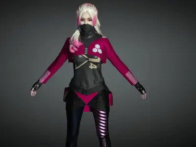 AAA Cyber Punk Female Character 04 Low-poly 3D model