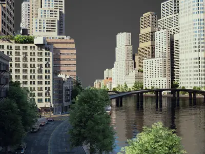 River City C4 Low-poly 3D model