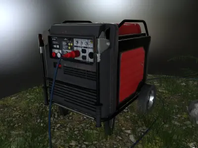 Generator and spotlight Low-poly 3D model