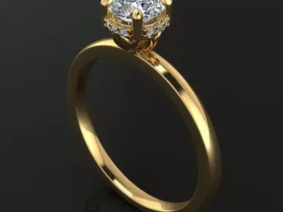 Solitaire Diamond Basket Rope Gallery Engagement Ring 3D print model