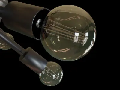 Chandelier metal light fixture with five bulbs 3D model