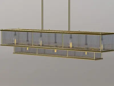 Marais Linear Chandelier 48in with Bulb 3D model