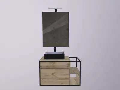 mirror with sink wall mount 3D Low-poly 3D model