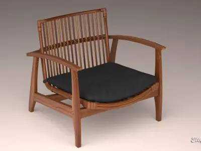 NOELIE rattan lounge used chair 3D model