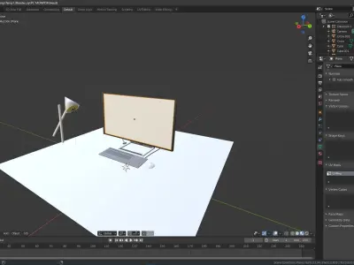 Desk with Monitor  Keyboard and Mouse Free 3D model