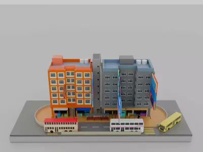 Hong Kong Building Pack 1 Low-poly 3D model
