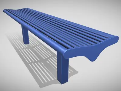 Bench 5 Low-Poly Blue Painted Metal Low-poly 3D model