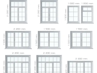 Window Set 3 with different materials 3D model