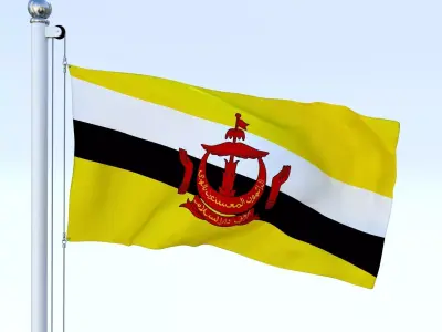 Animated Brunei Darussalam Flag Low-poly 3D model
