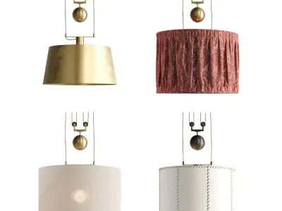 Pulley System Rise and Fall Pendant Light 3D Model Pack