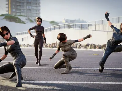 Midpoly leather suit for Metahuman in UE4 and UE5 3D model