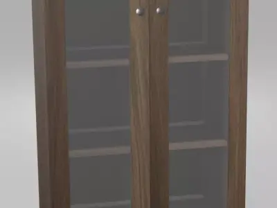 cupboard wooden cabinet with glass doors Free 3D model
