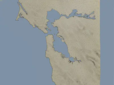 San Francisco Bay Terrain Low-poly 3D model