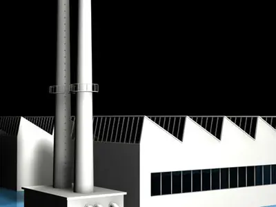 Stilizedcity-factory factory in water 3D model