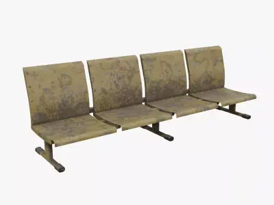 Dirty Yellow Street 4 Seats Low-poly 3D model