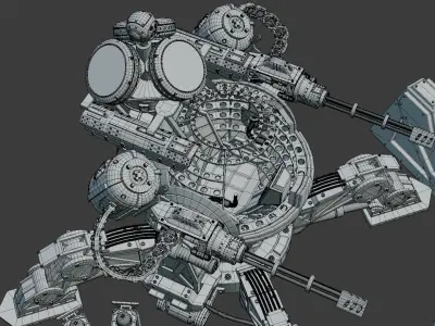 3D Turret with control cockpit  3D model