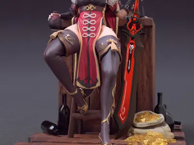 Beidou action figure on wooden table 3D print model