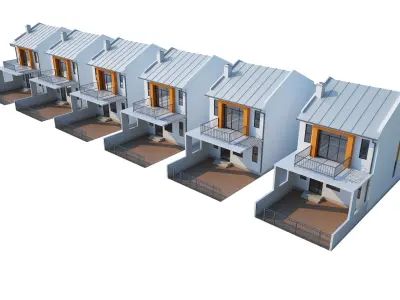 Townhouse houses with balconies and balconies 3D model