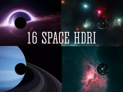 16 Space realistic HDRI Sci-fi 3D Model pack Low-poly 3D model