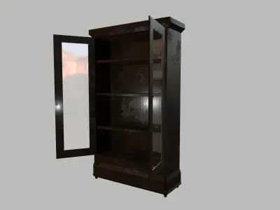 Vitrine wooden cabinet with glass doors Free low-poly 3D model