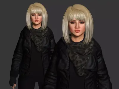 Emely -Blonde American Woman Rider Outfit Realistic 3D Character Low-poly 3D model