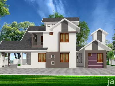 HOME 6 modern house in kerala 3D model