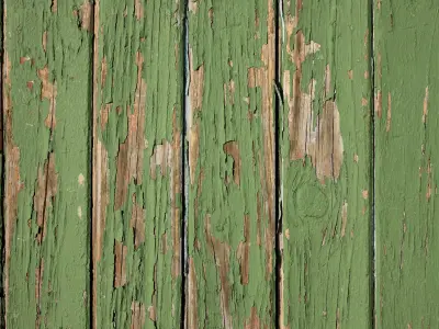 Bench wooden fence with peeling paint Low-poly 3D model