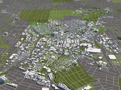 San Antonio 50x50km 3D City Map 3D model