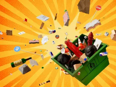 Street garbage and more Low-poly 3D model