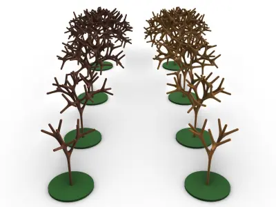 Fractal Trees Smooth Branches Low-poly 3D model