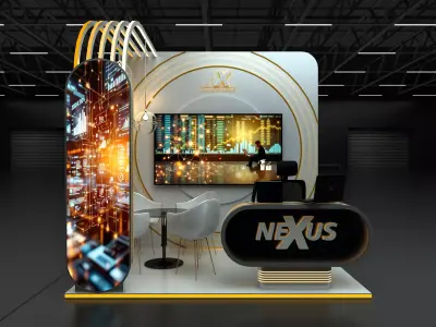 backwall highly-detailed 3x2 booth 3D model