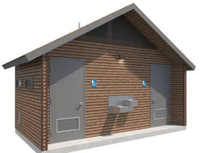 Public Building-004 Restroom With Interior 3D model