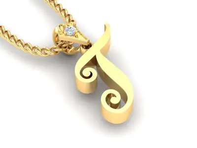 Alphabet V3 Light Gold  Font Pendant T 3D print model