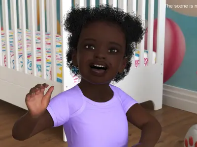  One Year Old Black Girl in Bodysuit Rigged 