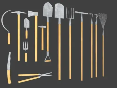 Garden tools Free low-poly 3D model
