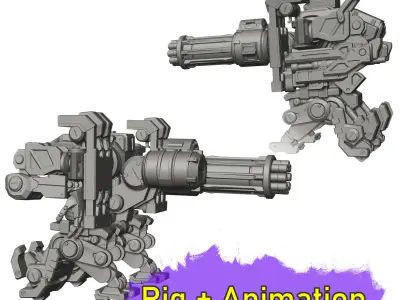 Bastion Model Rig and Animation 3D model